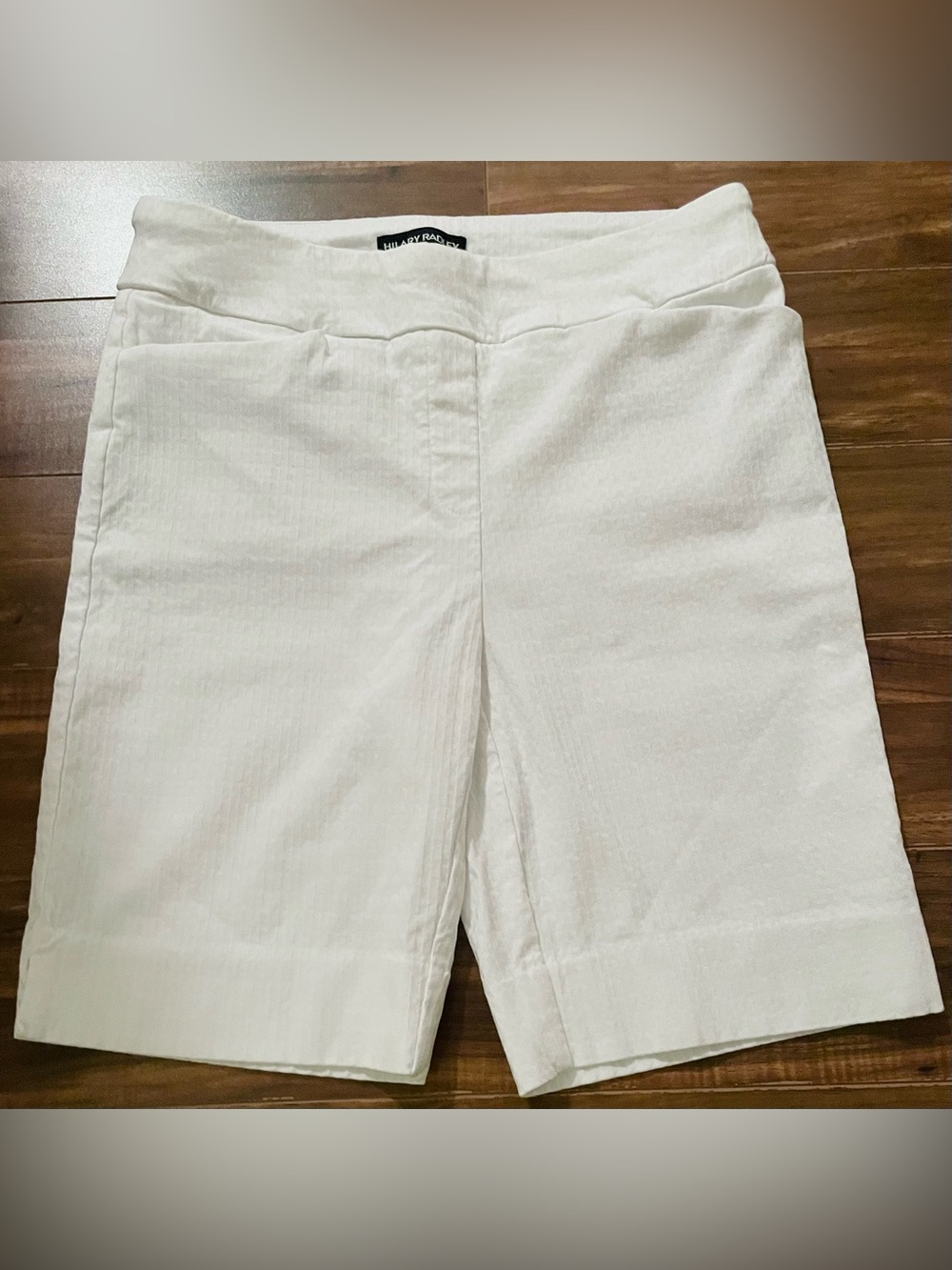 Hilary Radley Pull-On Bermuda Shorts, textured white, size 4